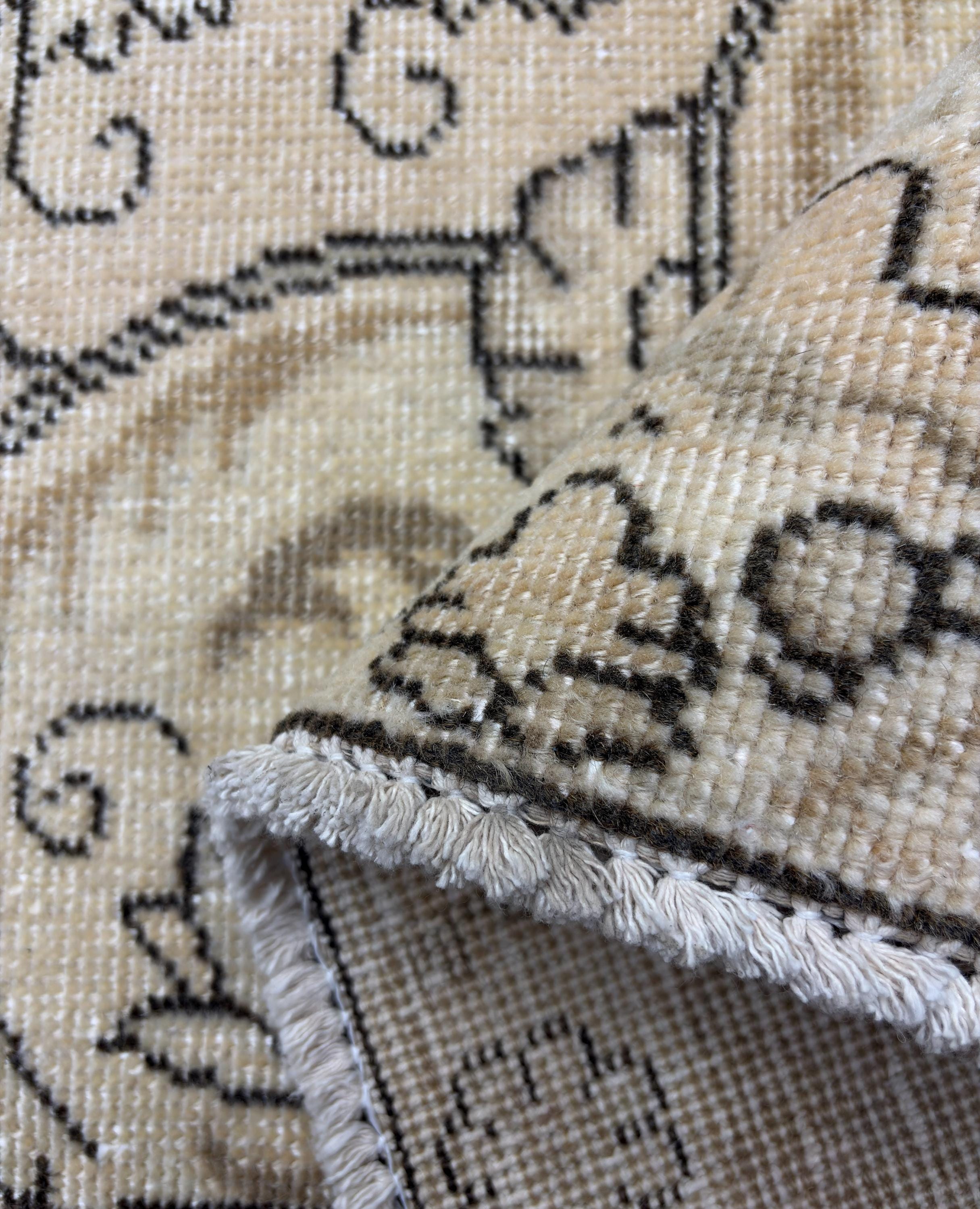 Vintage Turkish Rug 9x12, Large Wool Area Rug, Faded Beige Camel Rug, Handmade Living Room Carpet, Neutral Oversized Vintage