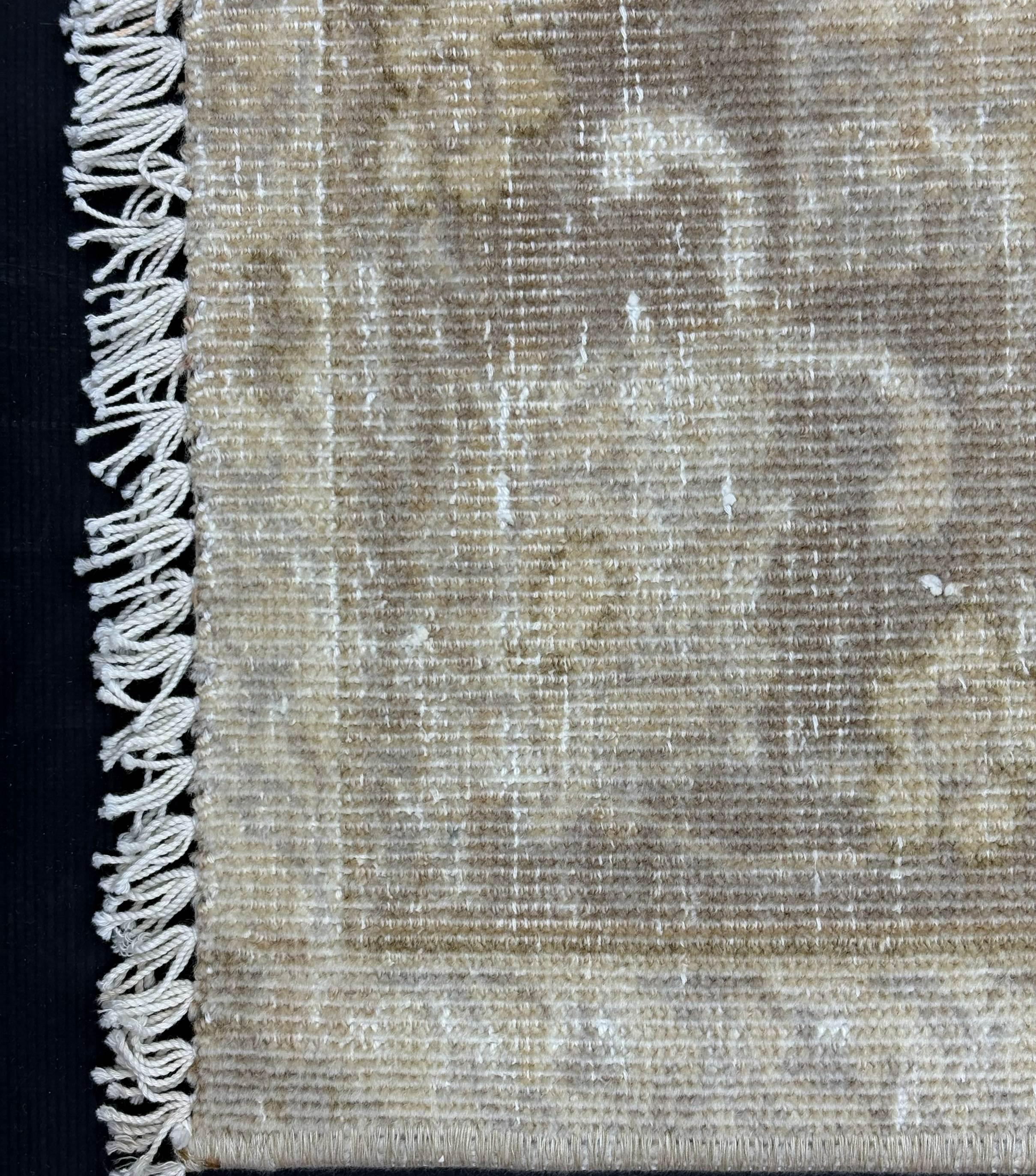 Vintage Turkish Rug, Large Handwoven Wool Area Rug 9x12, Distressed Beige Taupe Blue Pattern, Traditional Anatolian Carpet
