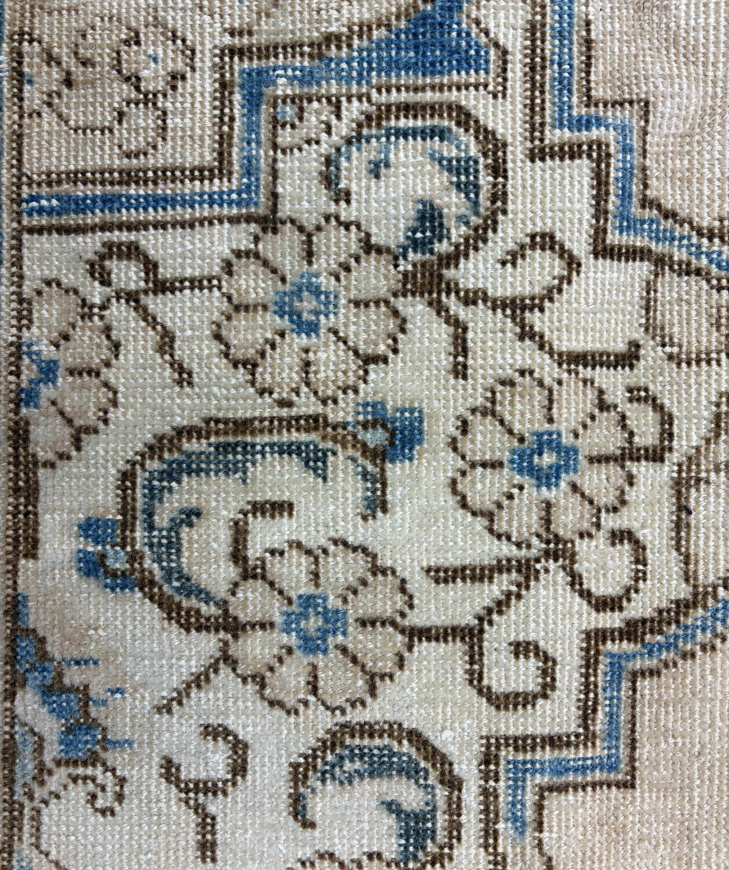 Oversized Vintage Rug 10x13 ft, Handwoven Distressed Wool Rug, Large Living Room | Traditional Beige Blue Anatolian Area Rug