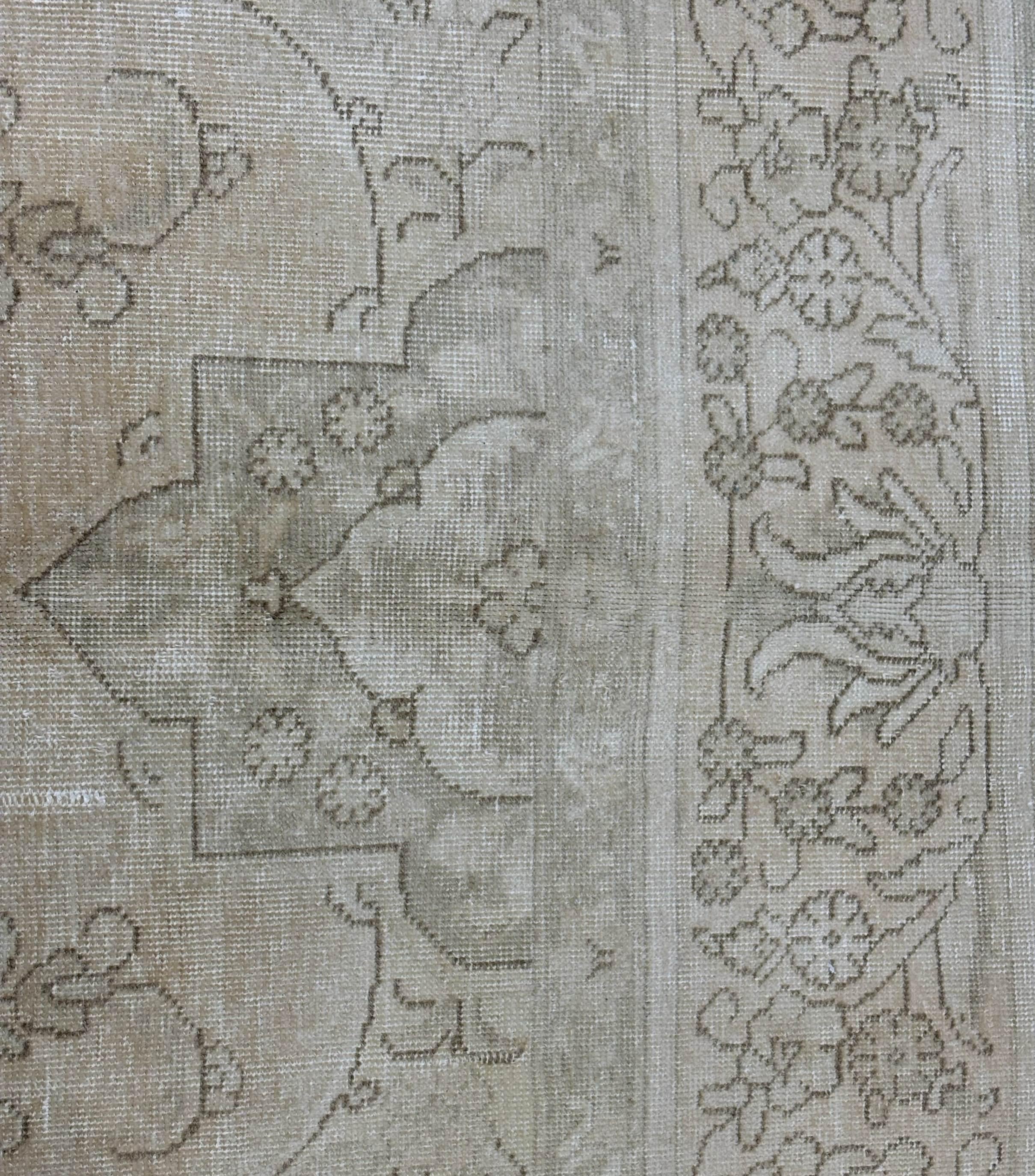 Hand-Woven Vintage Wool Rug 9.5x12ft, Distressed Yellow Area Carpet, Large Medallion Pattern Floor Covering, Living Room