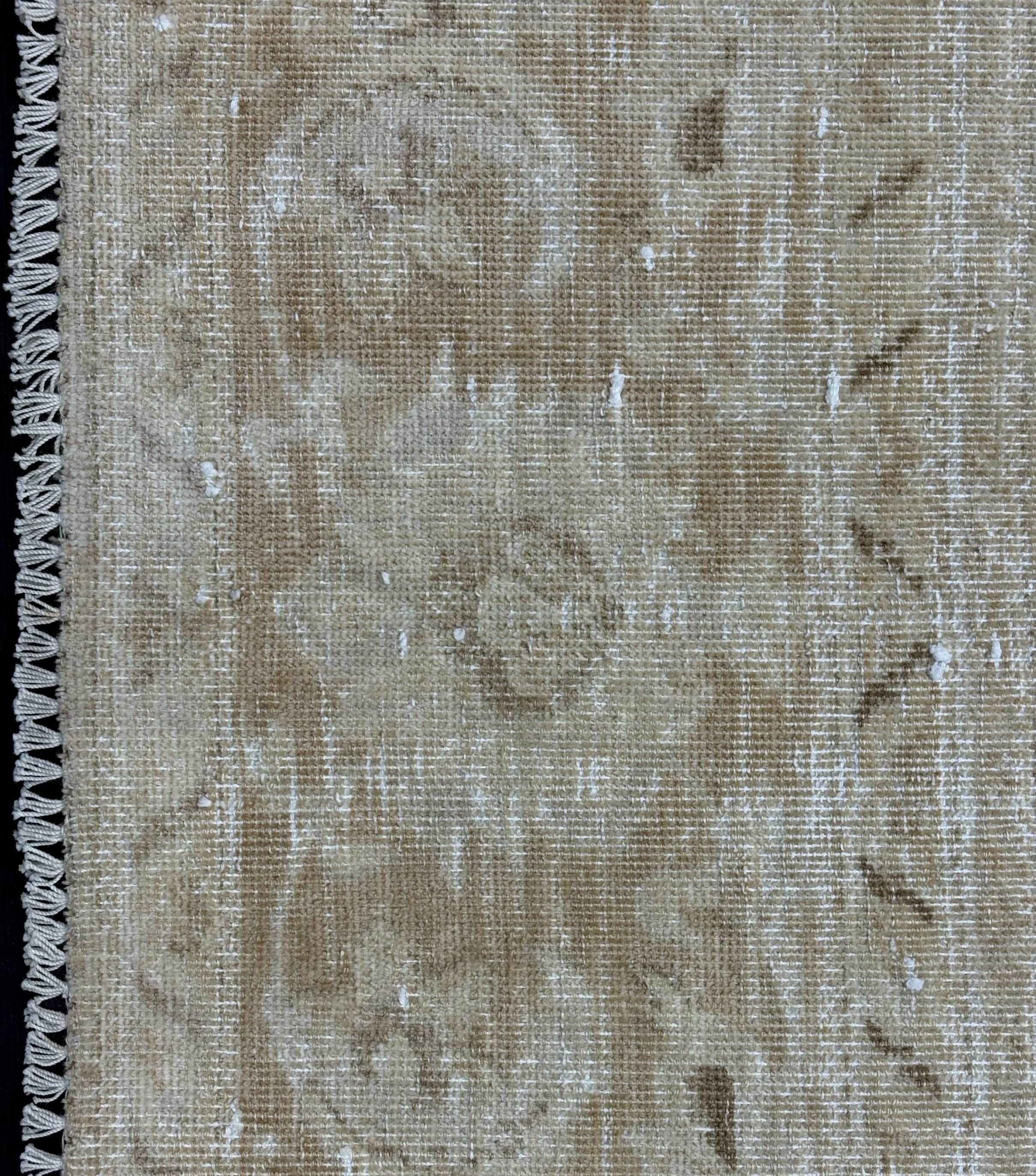 Vintage Turkish Rug, Large Handwoven Wool Area Rug 9x12, Distressed Beige Taupe Blue Pattern, Traditional Anatolian Carpet
