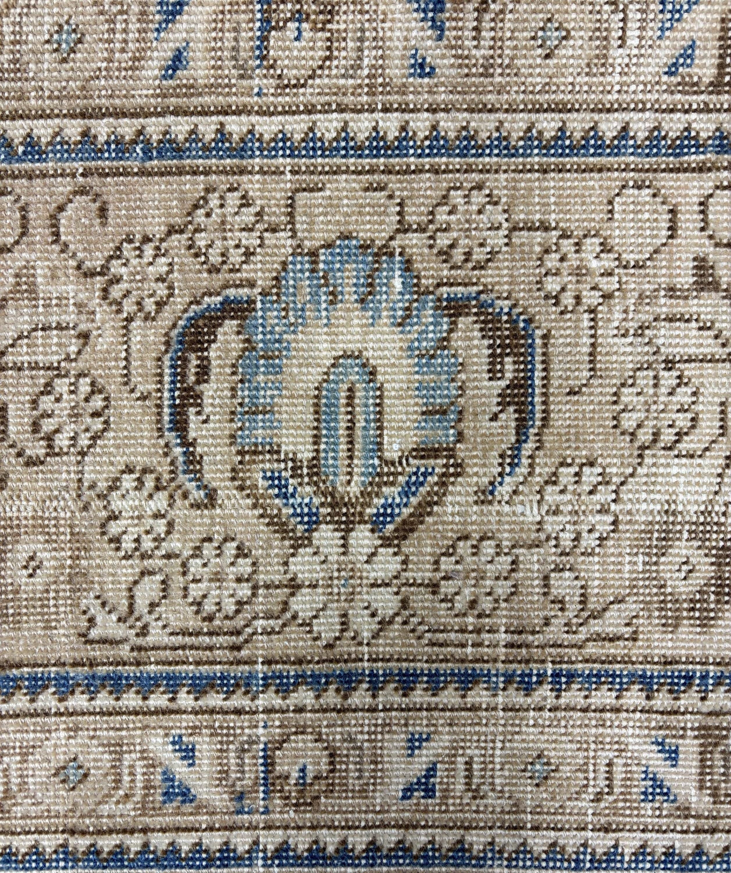 Oversized Vintage Rug 10x13 ft, Handwoven Distressed Wool Rug, Large Living Room | Traditional Beige Blue Anatolian Area Rug