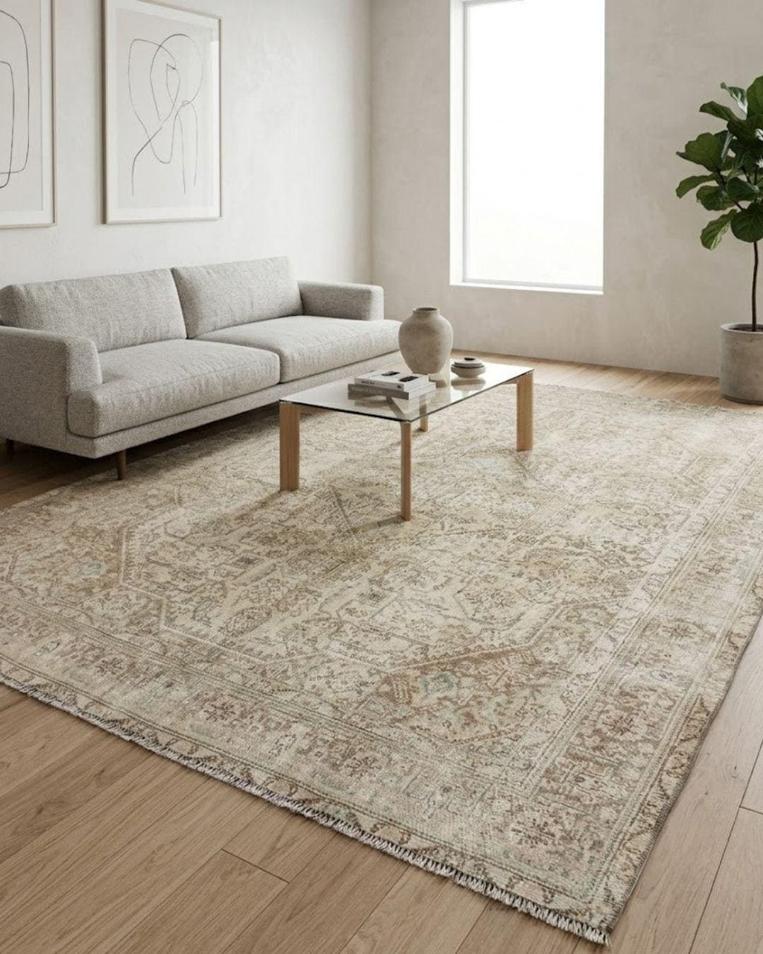Vintage Anatolian Rug 10x12 | Handwoven Wool Area Rug | 1980s Turkish Carpet for Living Room | Large Minimalist Floor Decor