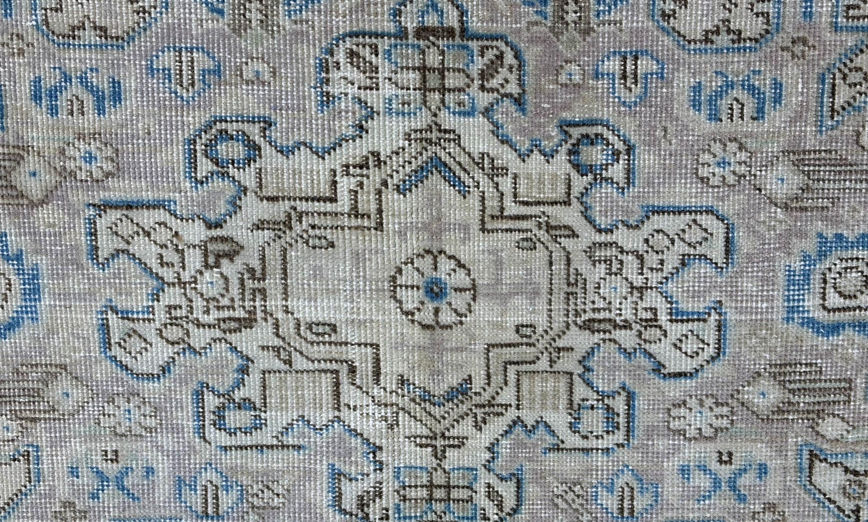 9x12 Vintage Anatolian Rug, Neutral Muted Blue Wool Carpet, Large Distressed Turkish Area Rug, 282x365cm Handwoven Living