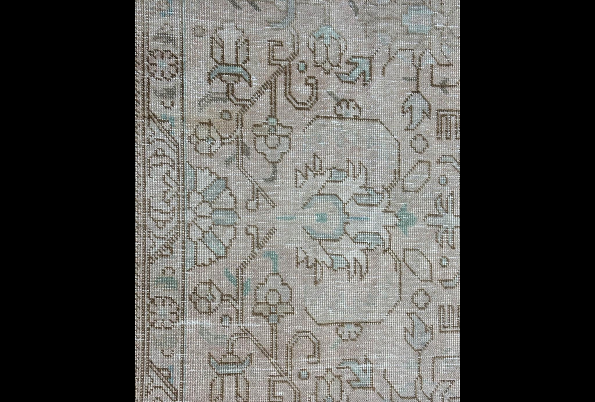 Vintage Anatolian Rug 9x13, Handwoven Wool Area Rug, Muted Beige Neutral Carpet, Large Living Room Rug, 1980s Turkish Rug