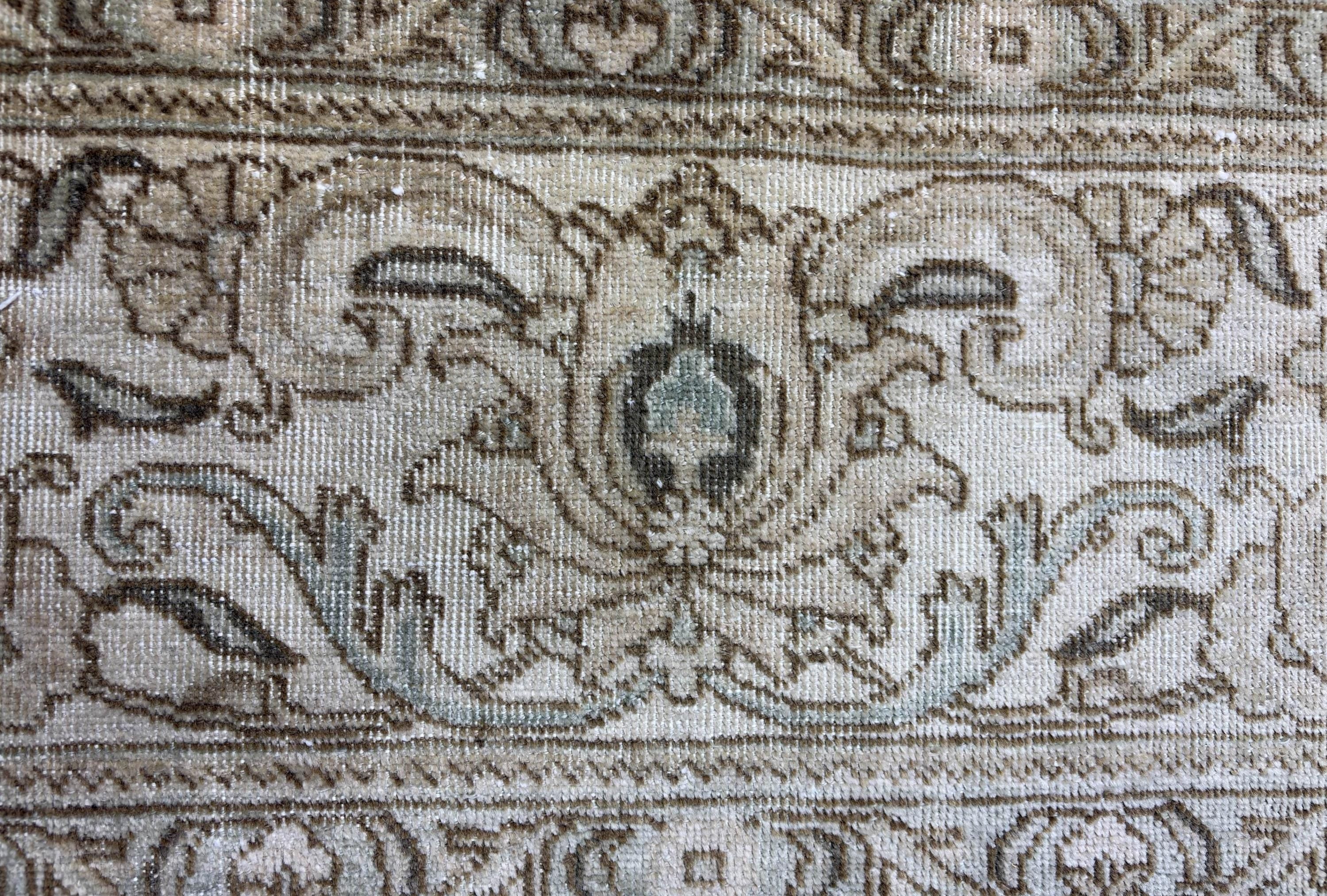8x15 Vintage Rug, Oversized Anatolian Carpet, Handwoven Wool Area Rug, Muted Beige Oushak, Extra Large Living Room Rug, 1980s