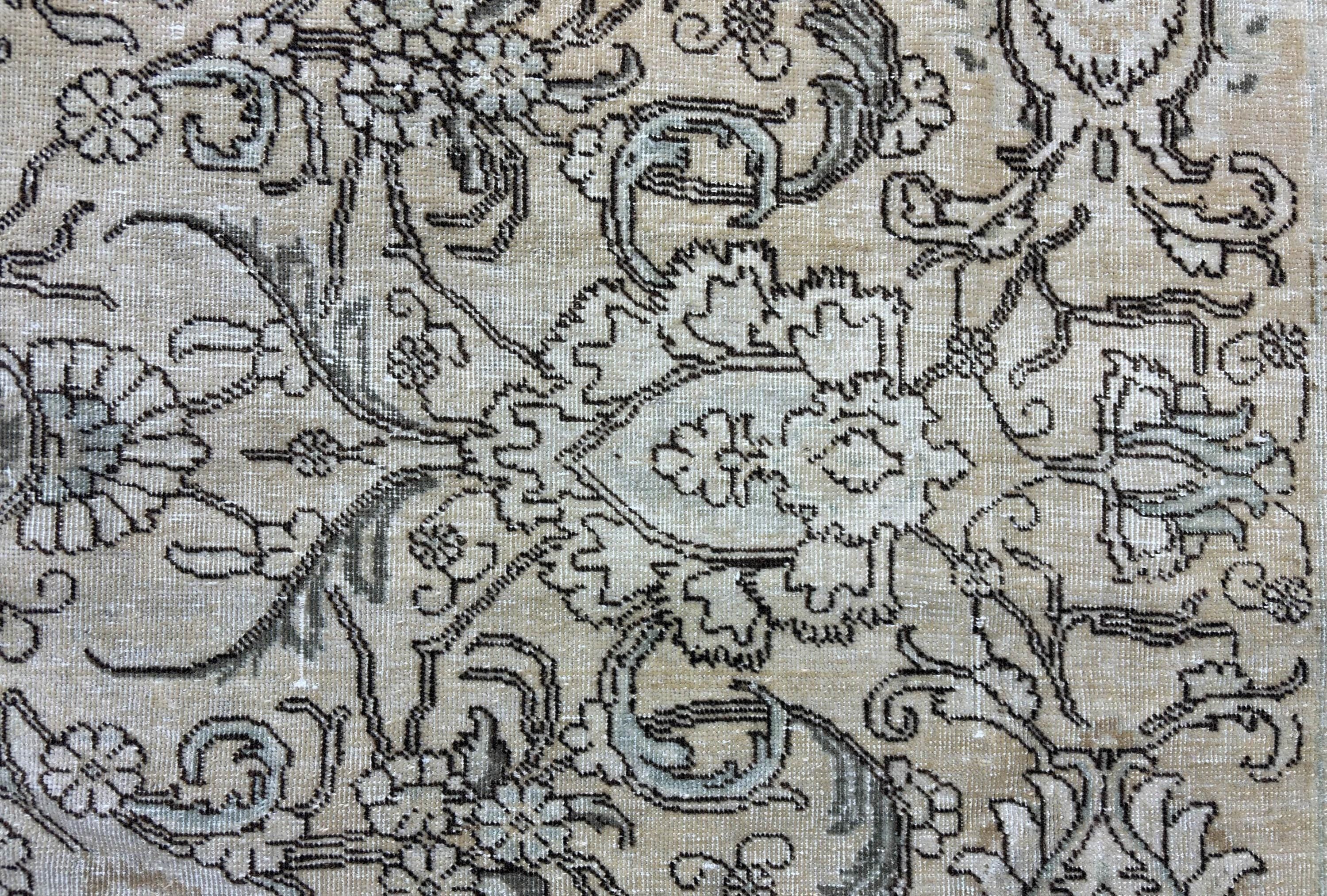 8x15 Vintage Rug, Oversized Anatolian Carpet, Handwoven Wool Area Rug, Muted Beige Oushak, Extra Large Living Room Rug, 1980s